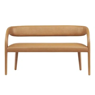 Modway Pinnacle Vegan Leather Accent Bench In Tan