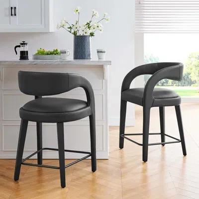 Modway Pinnacle Vegan Leather Counter Stool In Black