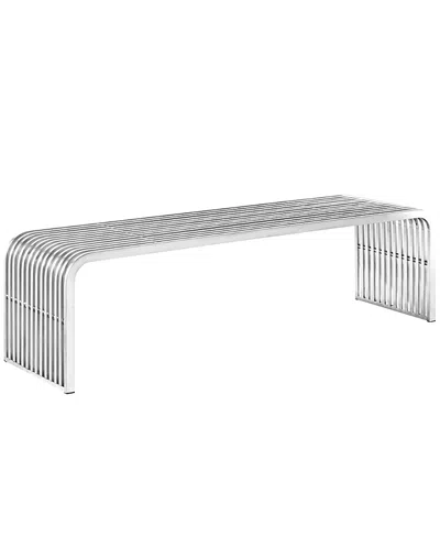 Modway Pipe 60 Stainless Steel Bench In Gray