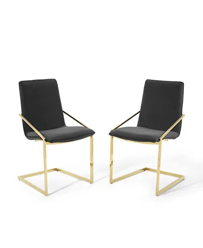 Modway Pitch Performance Velvet Dining Armchair, Set Of 2 In Black