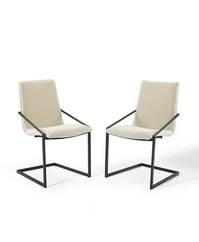 Modway Pitch Upholstered Fabric Dining Armchair, Set Of 2 In Neutral