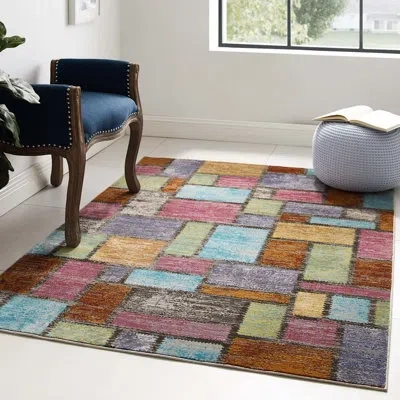 Modway Porch & Den Hobart Abstract Geometric Mosaic Area Rug In Blue