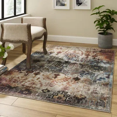 Modway Porch & Den Ithaca Distressed Floral Trellis Area Rug In Gray