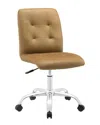 Modway Prim Armless Mid Back Office Chair In Brown