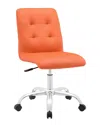 Modway Prim Armless Mid Back Office Chair In Orange