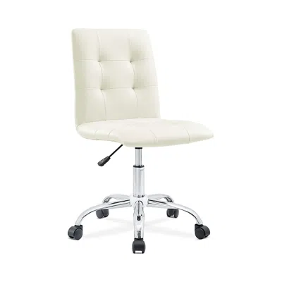 Modway Prim Armless Mid Back Office Chair In White