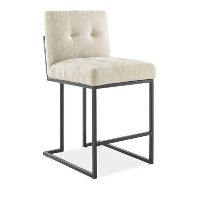 Modway Privy Black Stainless Steel Upholstered Fabric Counter Stool In White