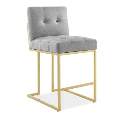Modway Privy Gold Stainless Steel Upholstered Fabric Counter Stool In Gray