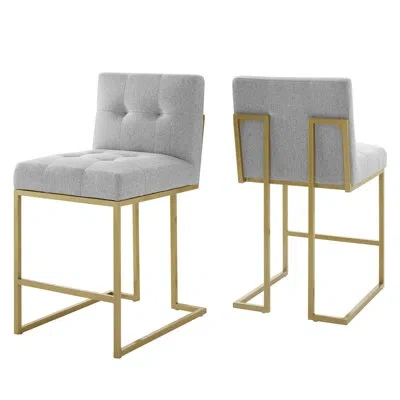 Modway Privy Upholstered Fabric Counter Stool Set Of 2 In Beige