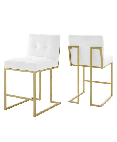 Modway Privy Upholstered Fabric Counter Stool, Set Of 2 In White