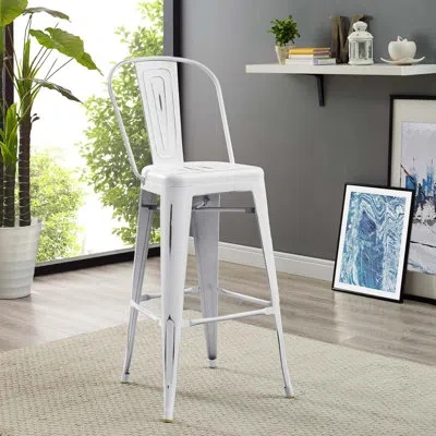 Modway Promenade Metal Bar Side Stool In White