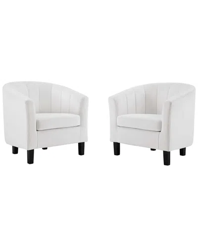 Modway Prospect Channel Tufted Performance Velvet Armchair In White