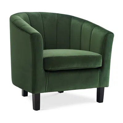 Modway Prospect Channel Tufted Upholstered Velvet Armchair In Emerald