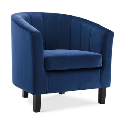 Modway Prospect Channel Tufted Upholstered Velvet Armchair In Navy