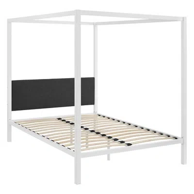 Modway Raina Queen Canopy Bed Frame In White,gray