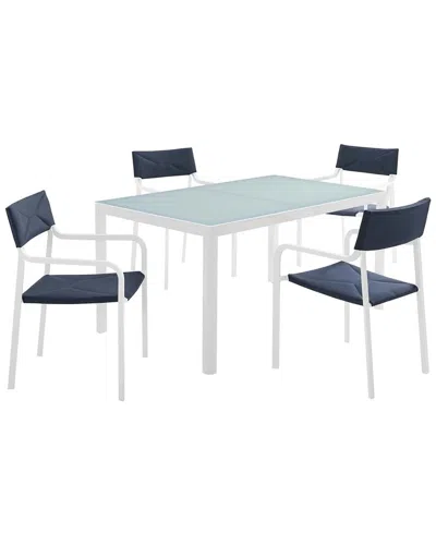 Modway Raleigh 5-piece Outdoor Patio Dining Set In White