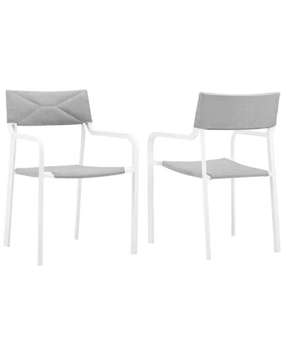 Modway Raleigh Set Of 2 Outdoor Patio Aluminum Armchair In White