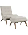 Modway Ramp Upholstered Fabric Lounge Chair Set In Brown