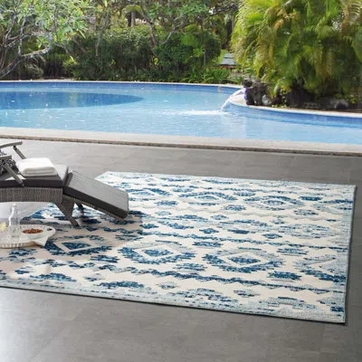 Modway Reflect Contemporary Abstract Diamond Indoor And Outdoor Area Rug In Blue