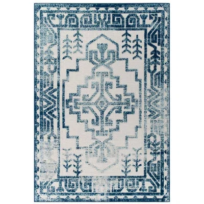 Modway Reflect Nyssa Geometric Southwestern Indoor And Outdoor Area Rug In Blue;ivory