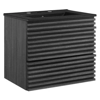 Modway Render 24" Wall-mount Bathroom Vanity In Charcoal