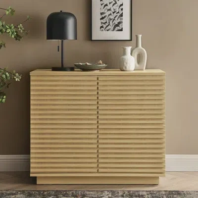 Modway Render 2-door Fluted Accent Cabinet In Walnut In Oak