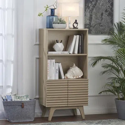 Modway Render Display Cabinet Bookshelf In Beige