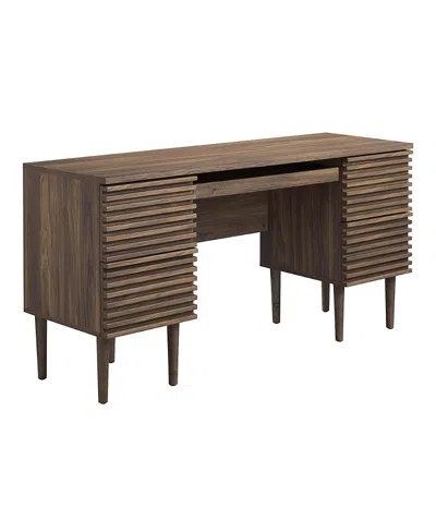 Modway Render Office Desk In Brown
