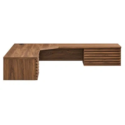 Modway Render Wall Mount Corner Office Desk In Brown