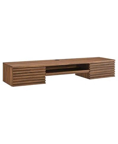 Modway Render Wall Mount Wood Office Desk In Brown