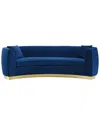 Modway Resolute Curved Performance Velvet Sofa In Blue