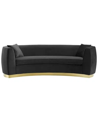 Modway Resolute Curved Performance Velvet Sofa In Black