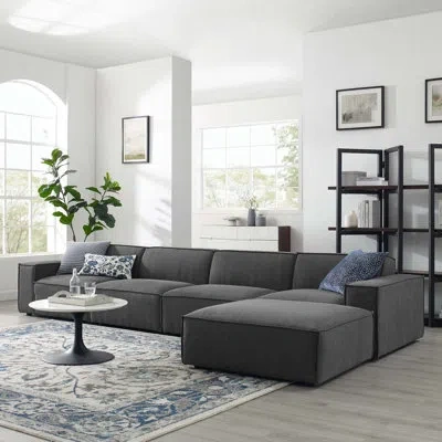 Modway Restore 5-piece Sectional Sofa In Charcoal Polyester