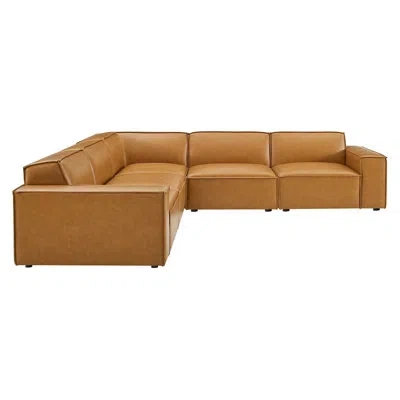 Modway Restore 5-piece Vegan Leather Sectional Sofa In Tan