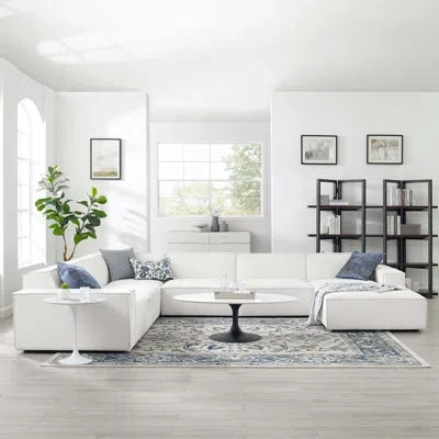 Modway Restore 7-piece Sectional Sofa In White Polyester