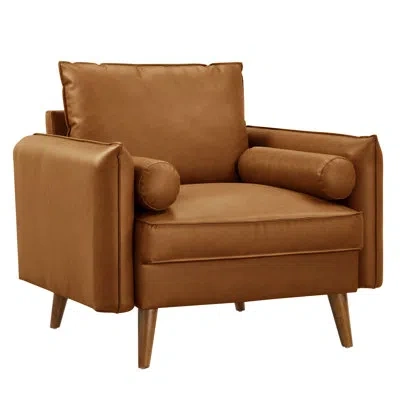 Modway Revive Upholstered Vegan Leather Accent Armchair In Tan Faux Leather