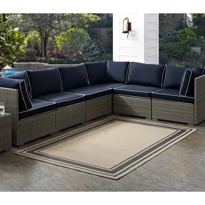 Modway Rim Solid Border Borderline Indoor And Outdoor Area Rug By  In Beige;gray