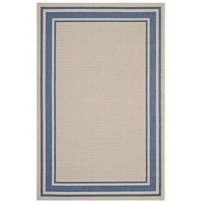 Modway Rim Solid Border Borderline Indoor And Outdoor Area Rug By  In Blue;beige