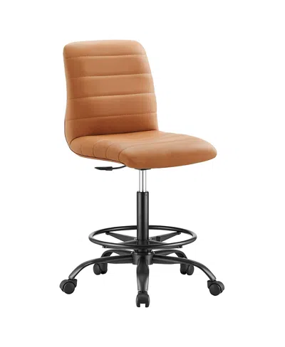 Modway Ripple Armless Faux Leather Drafting Chair In Animal Print