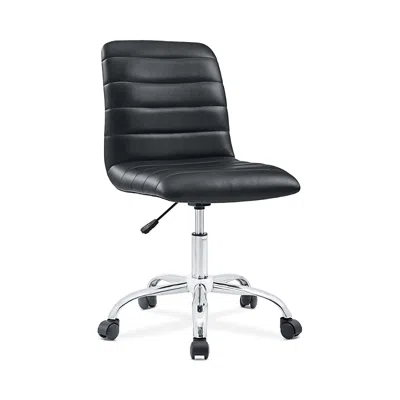 Modway Ripple Armless Mid Back Vinyl Office Chair In Black