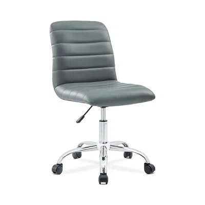 Modway Ripple Armless Mid Back Vinyl Office Chair In Gray