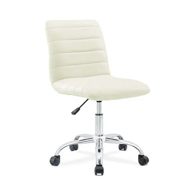Modway Ripple Armless Mid Back Vinyl Office Chair In White