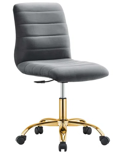 Modway Ripple Armless Performance Velvet Office Chair In Gold
