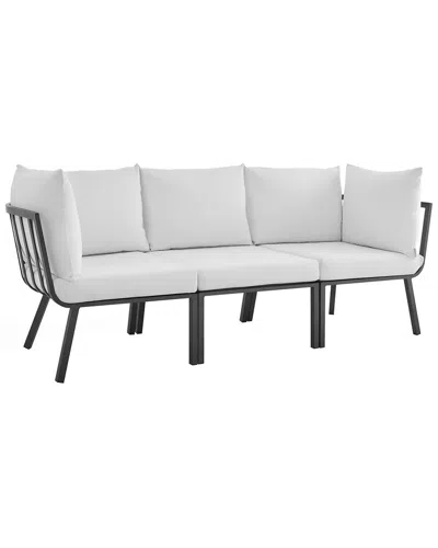 Modway Riverside 3-piece Outdoor Patio Sectional Sofa Set In White