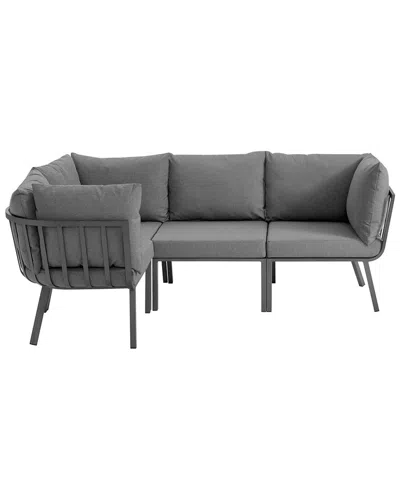 Modway Riverside 4-piece Outdoor Patio Sectional Sofa Set In Gray