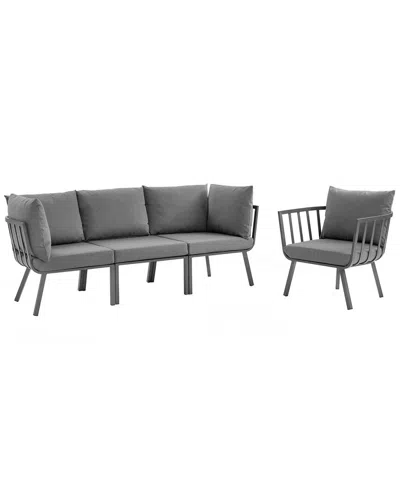 Modway Riverside 4-piece Outdoor Patio Set In Gray