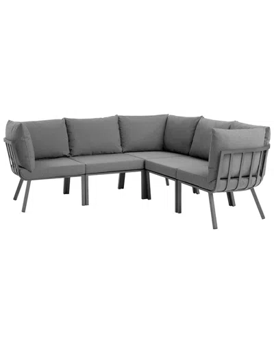 Modway Riverside 5-piece Outdoor Patio Sectional Sofa Set In Gray