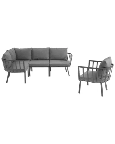 Modway Riverside 5-piece Outdoor Patio Set In Gray