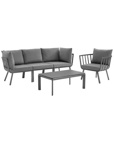 Modway Riverside 5-piece Outdoor Patio Set In Gray