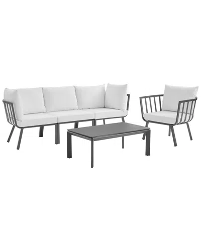 Modway Riverside 5-piece Outdoor Patio Set In Black